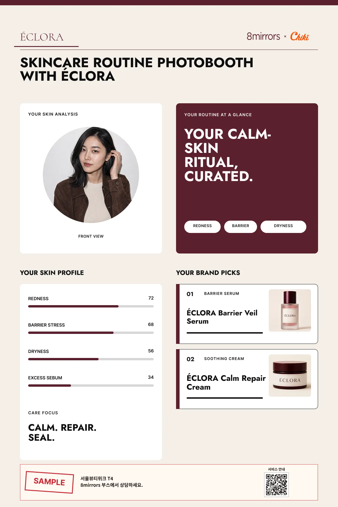 SKIN REPORT 4 × 6 fictional brand print example